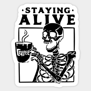 Caffeine Addict Skeleton Quirky Coffee Lover Design Sticker